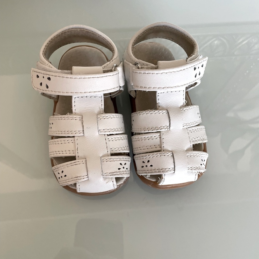 Classic white spring/summer sandals for a new walker.